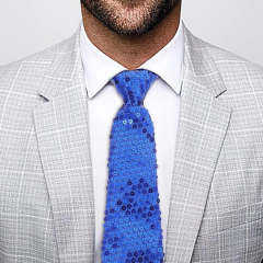 Mavi Renk Pul Payetli Işıltılı Parti Kravatı 33 Cm