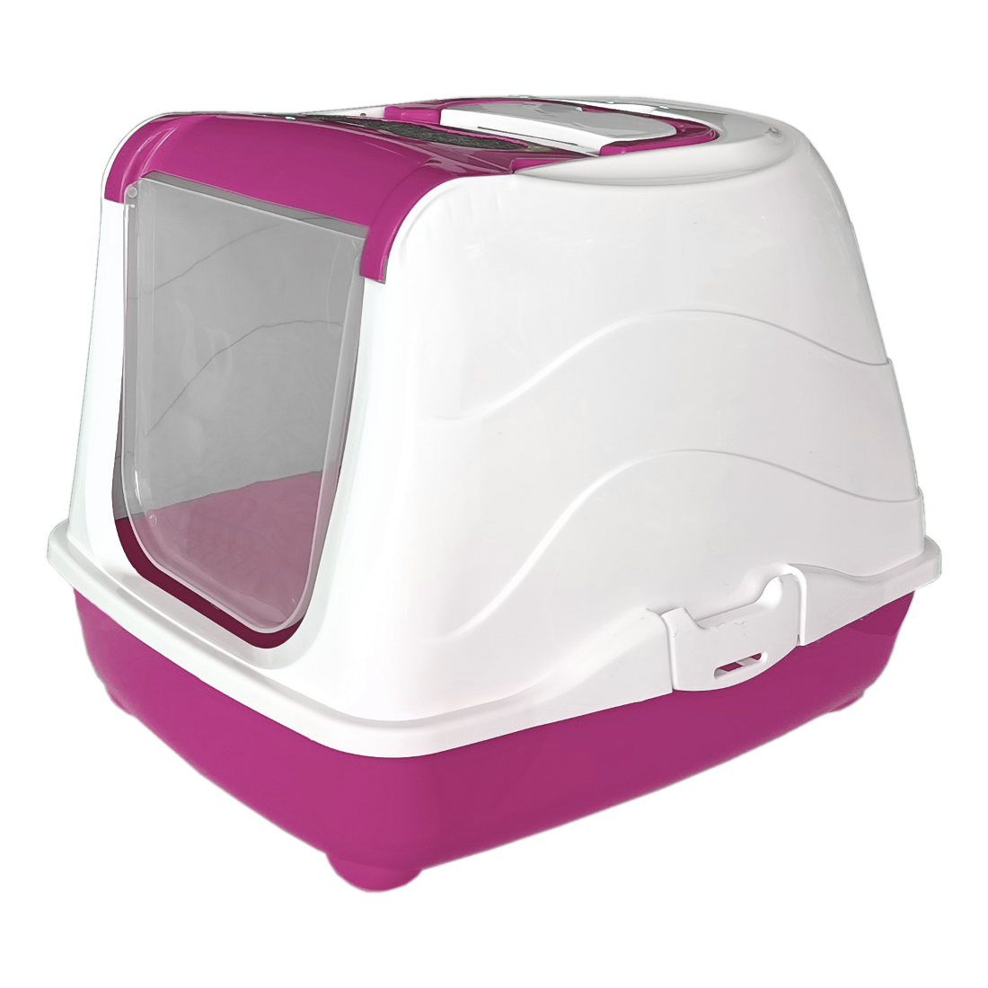 Markapet Karbon Filtreli Üstü Açılabilir Kedi Tuvaleti 36*36*49 cm Pembe + Kürek Hediyeli