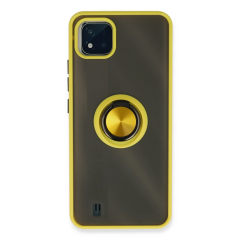 Realme C11 2021 Kılıf Montreal Yüzüklü Silikon Kapak - Sarı