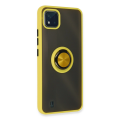 Realme C11 2021 Kılıf Montreal Yüzüklü Silikon Kapak - Sarı