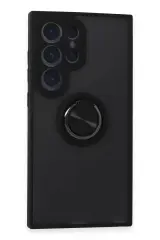 Newface Samsung Galaxy S24 Ultra Kılıf Montreal Yüzüklü Silikon Kapak - Siyah