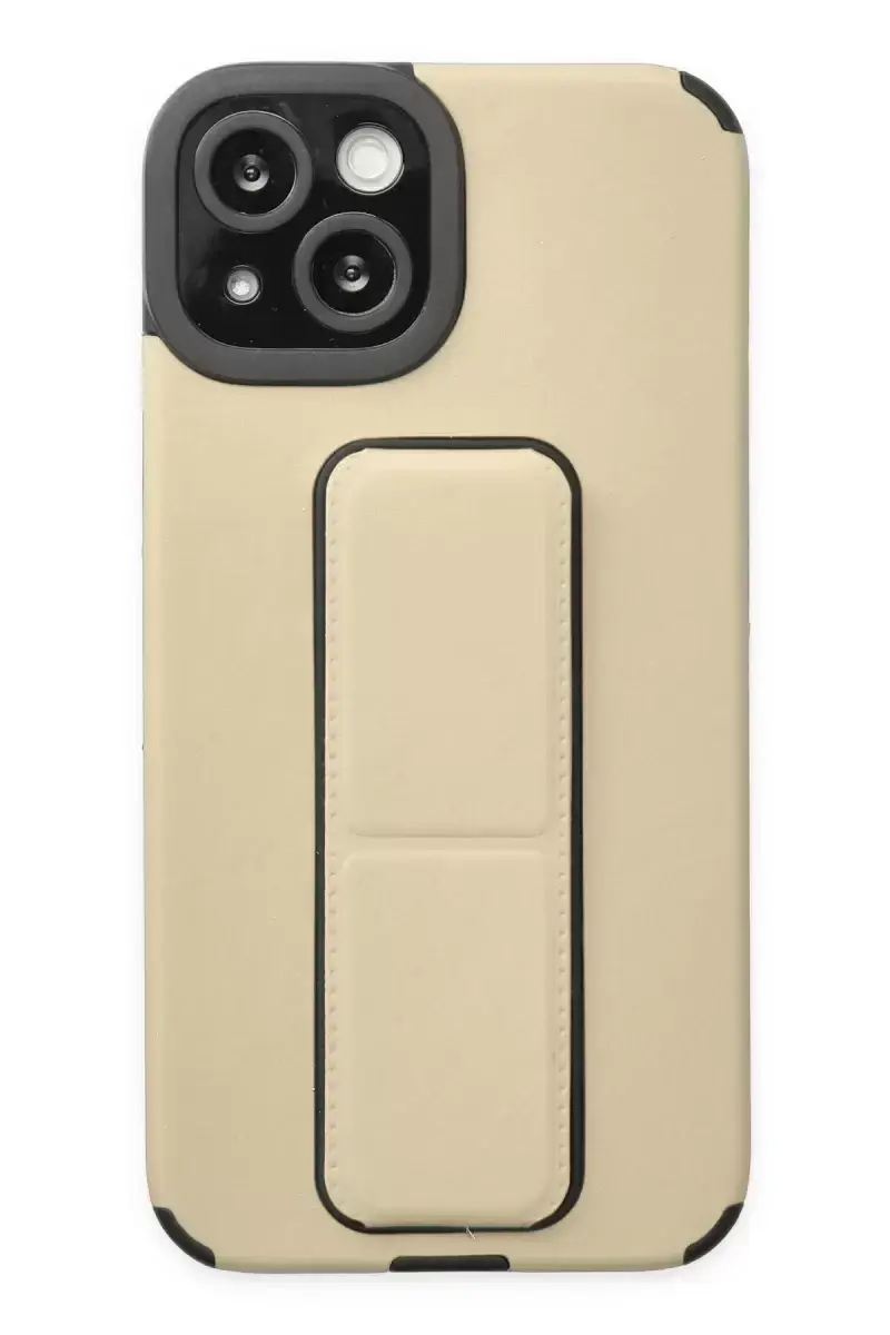 Newface Apple İphone 14 Plus Kılıf Mega Standlı Silikon - Gold