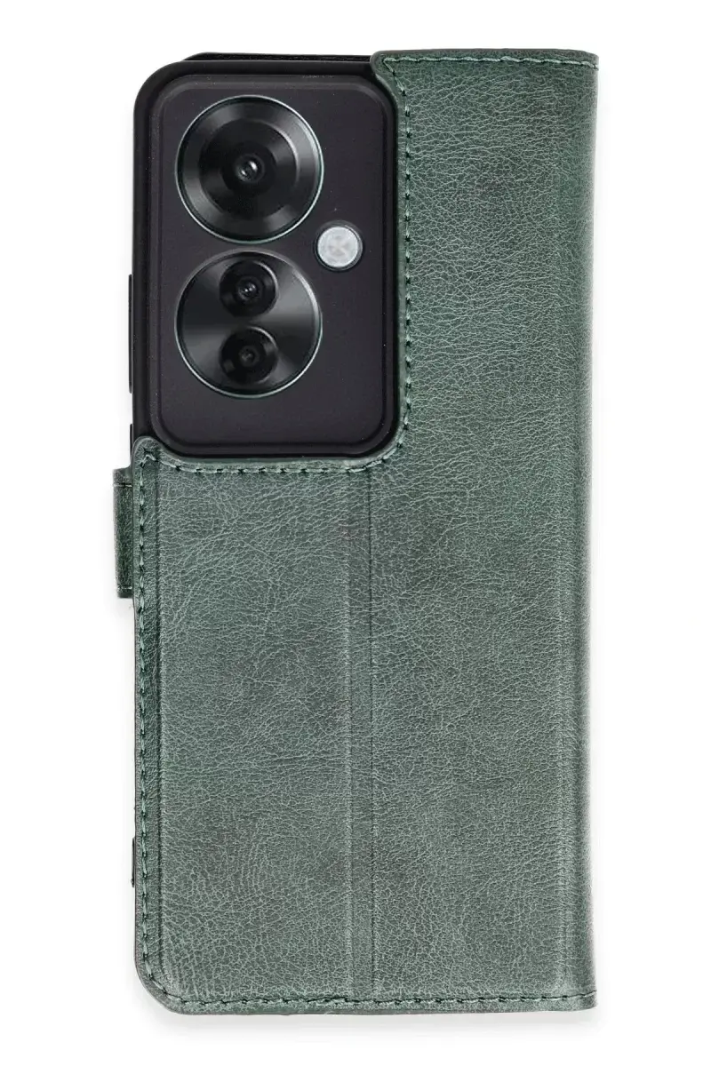 Newface Oppo Reno 11f Kılıf Trend S Plus Kapaklı Kılıf - Yeşil