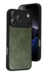 Newface Apple İphone 17 Pro Aras Deri Kapak - Yeşil