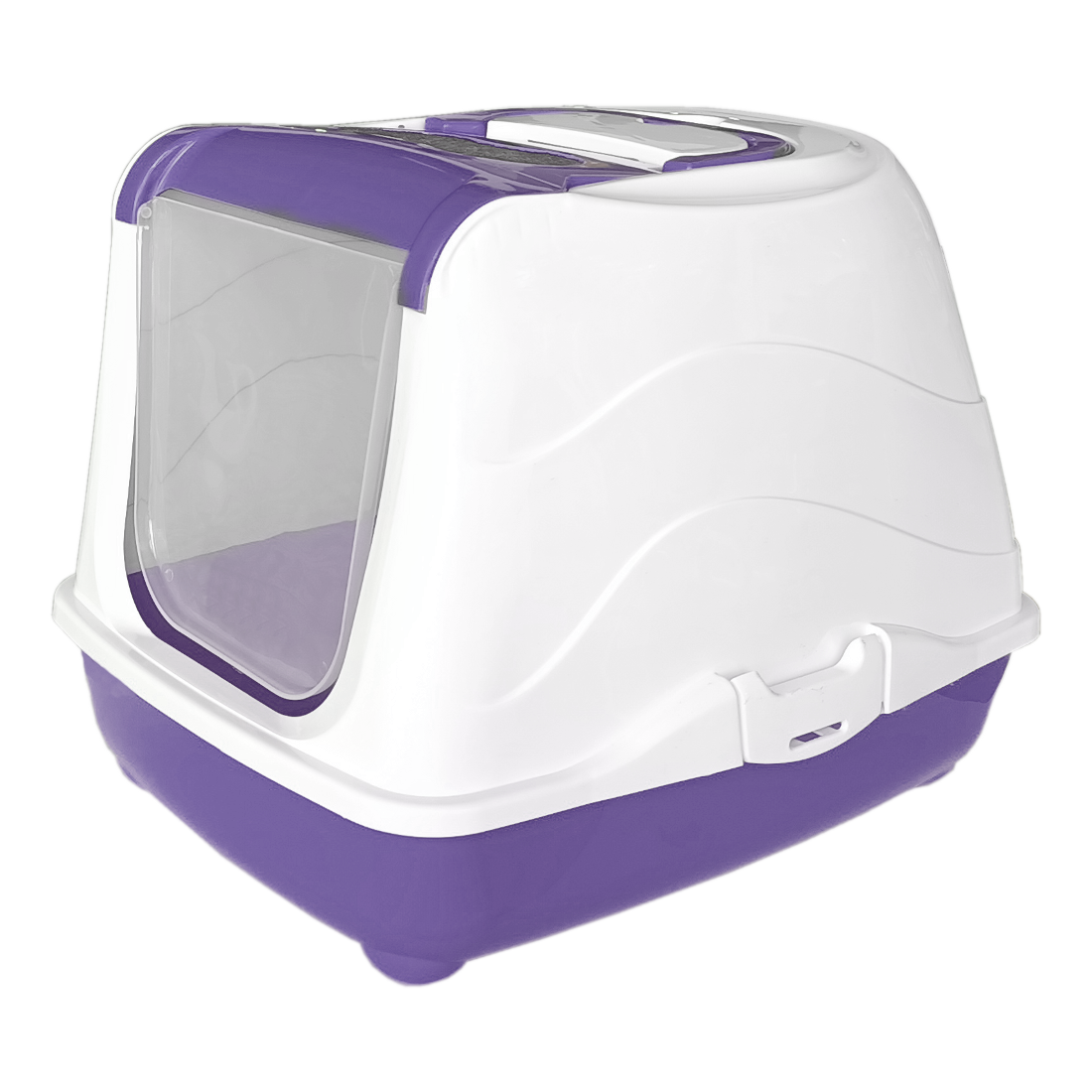 Markapet Karbon Filtreli Üstü Açılabilir Kedi Tuvaleti 36*36*49 cm Mor + Kürek Hediyeli