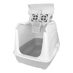 Markapet Karbon Filtreli Üstü Açılabilir Kedi Tuvaleti 35*36*49 cm Gri + Kürek Hediyeli