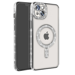 İphone 15 Kılıf Joke Simli Magneticsafe Kılıf - Gümüş