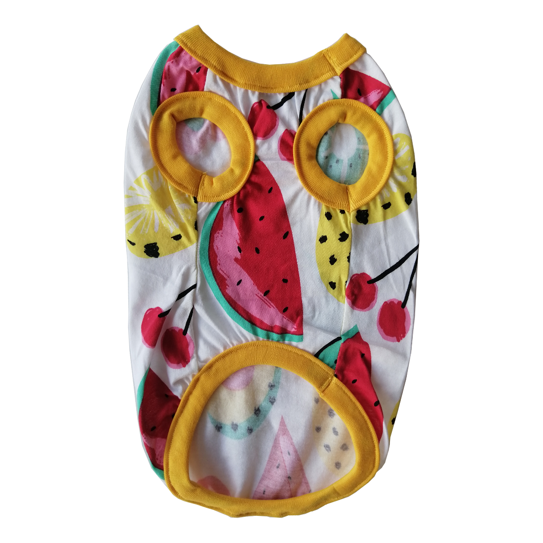 Kedi Köpek Kıyafeti Meyve Kokteyl Hardal Biyeli Tişört L 33 cm