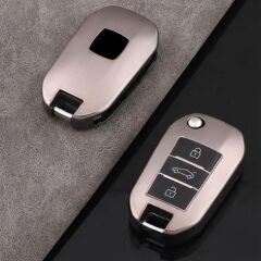 Peugeot 301 Citroen C-ELLYSE Berlingo 2024 Sustalı Anahtar Uyumlu Silikon Oto Anahtar Kumanda Kabı Kılıf Gri