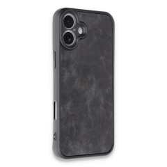 İphone 16 Plus Kılıf Aras Deri Kapak - Siyah