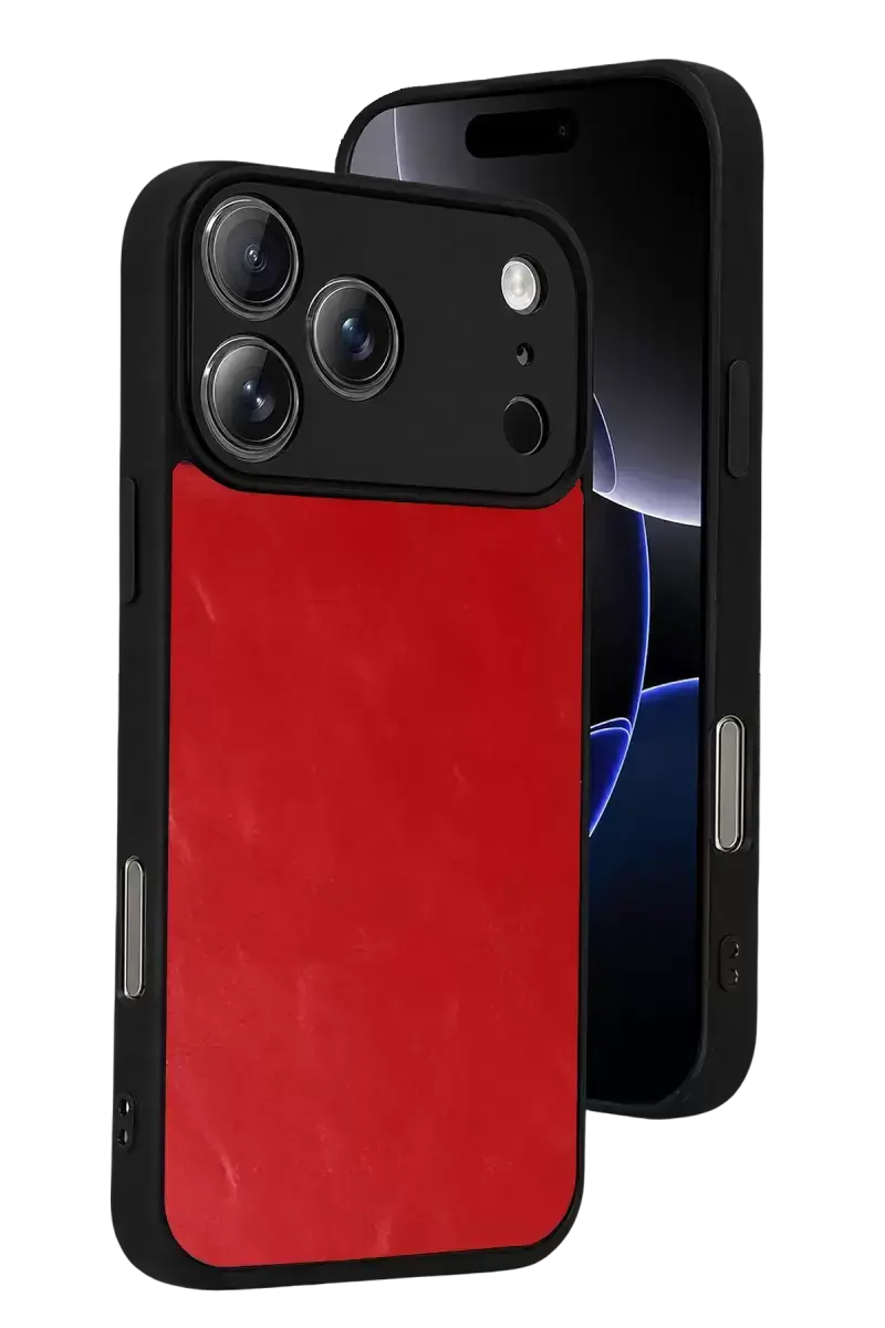 Newface Apple İphone 17 Pro Max Aras Deri Kapak - Kırmızı