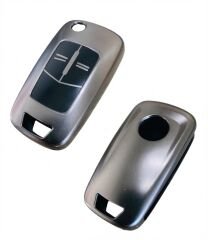 Opel Corsa D Astra H Vectra C Zafira B Uyumlu Sustalı Silikon Oto Anahtar Kumanda Kabı Kılıf Gri