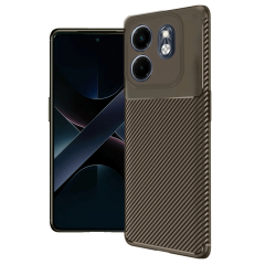 İnfinix Hot 50i 4g Kılıf Auto Focus Karbon Kapak - Kahverengi
