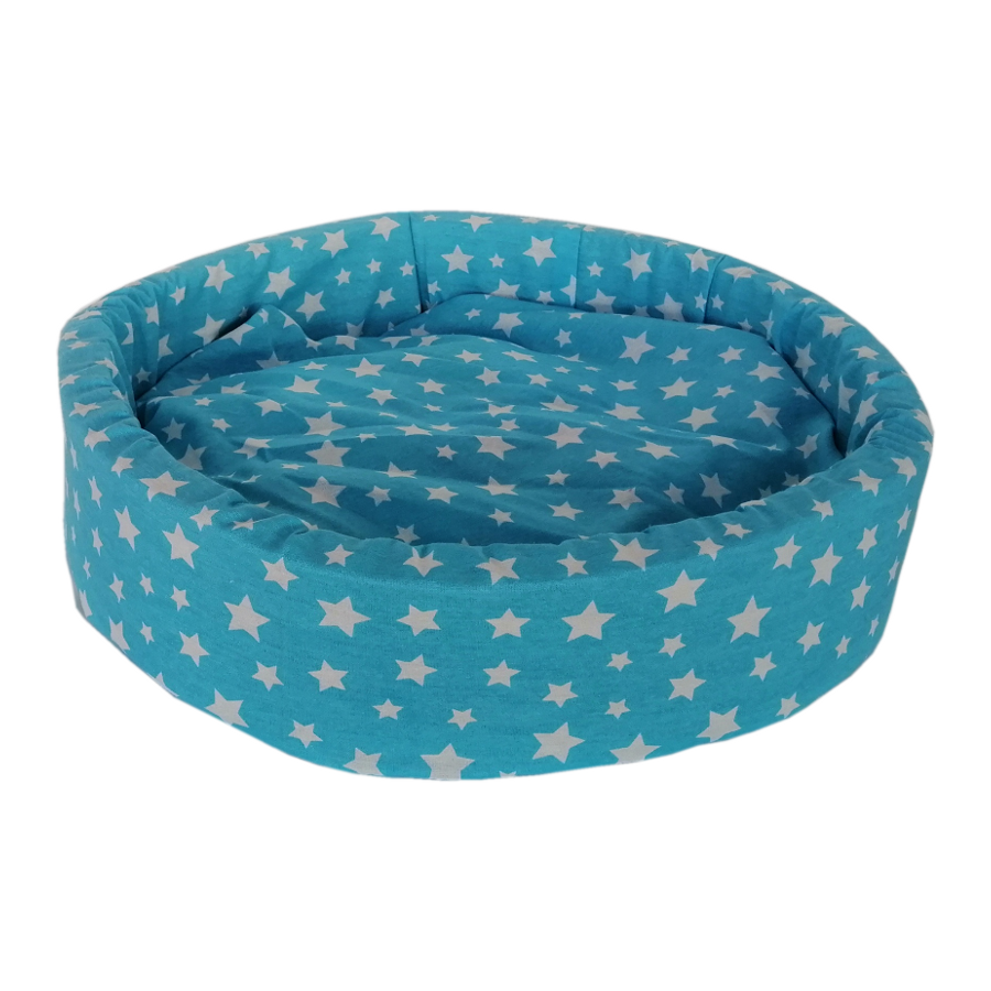 Yıldız Desenli Sünger Kedi Köpek Yatağı 10 cm x 42 cm Turkuaz