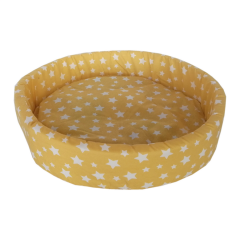 Yıldız Desenli Sünger Kedi Köpek Yatağı 10 cm x 42 cm Sarı