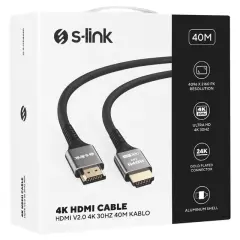S-link Slx-hd4k40 V2.0 4k 30hz 19+1 Metal 40 Metre Hdmı Kablosu