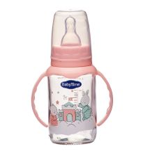BabyTime BT080 Kulplu Cam Biberon 125Cc - Pembe