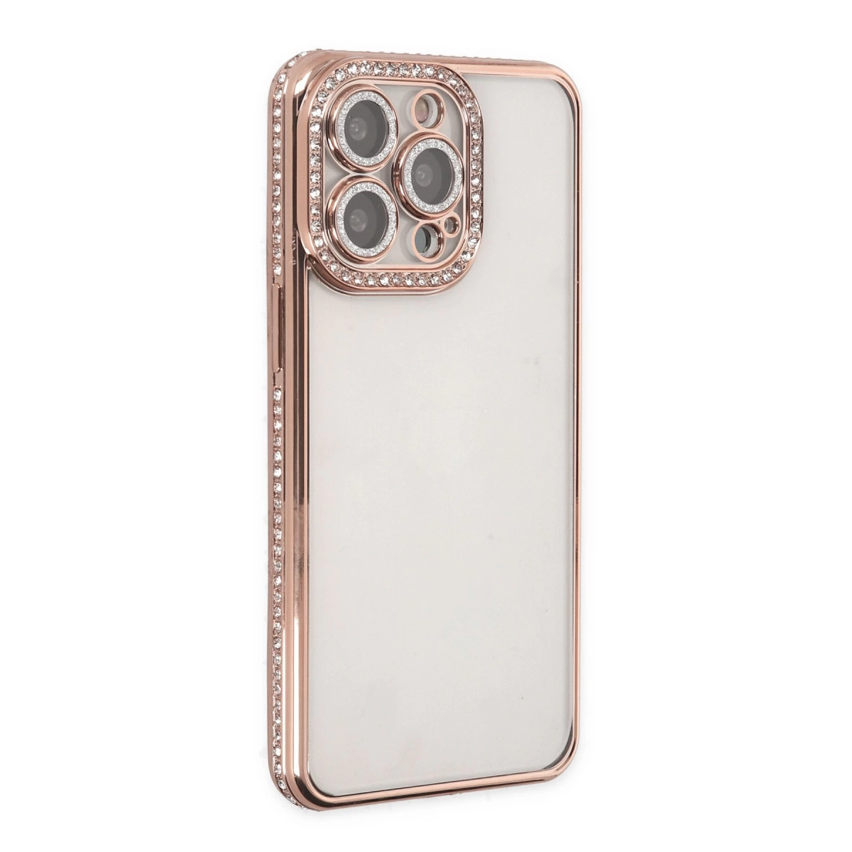 İphone 14 Pro Kılıf Joke Taşlı Silikon - Pembe