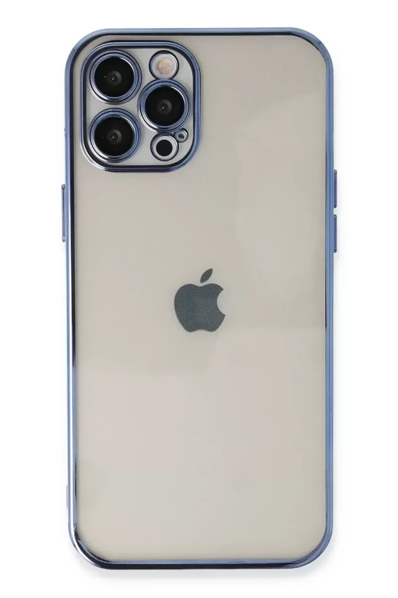 Newface İphone 12 Pro Max Kılıf Razer Lensli Silikon - Açık Mavi