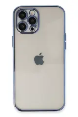 Newface İphone 12 Pro Max Kılıf Razer Lensli Silikon - Açık Mavi