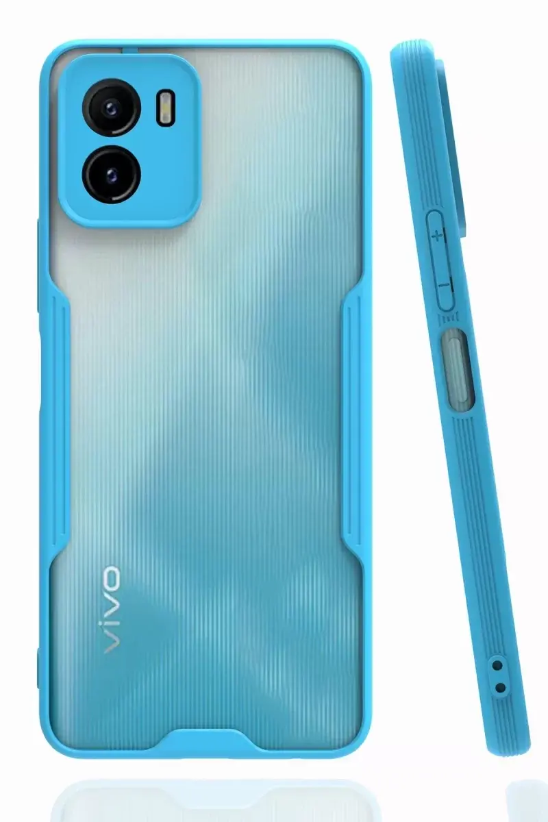 Newface Vivo Y15s Kılıf Platin Silikon - Mavi