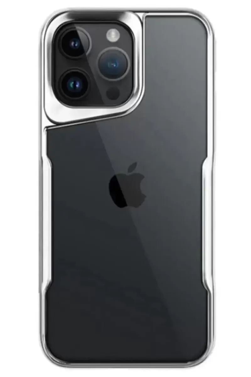 Newface Apple İphone 15 Pro Max Kılıf Boyi Silikon Kapak - Gümüş