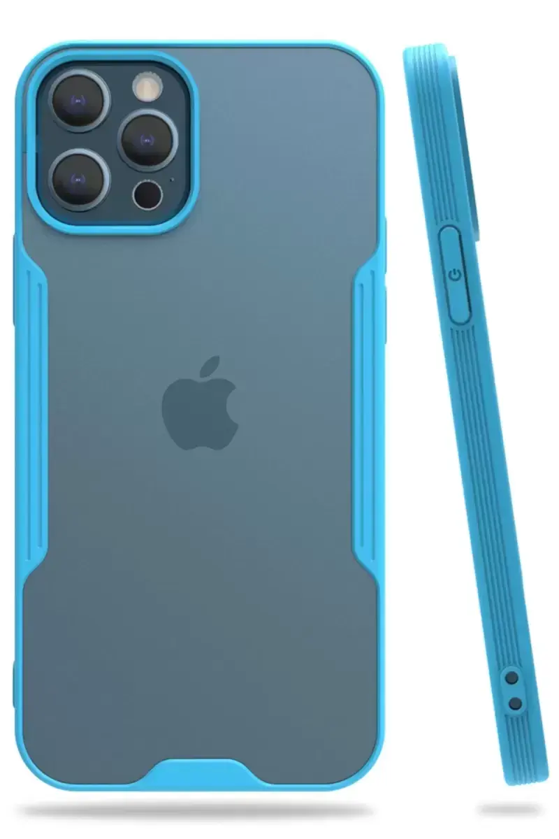 Newface İphone 12 Pro Max Kılıf Platin Silikon - Mavi