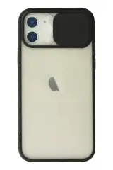 Newface İphone 12 Kılıf Palm Buzlu Kamera Sürgülü Silikon - Siyah