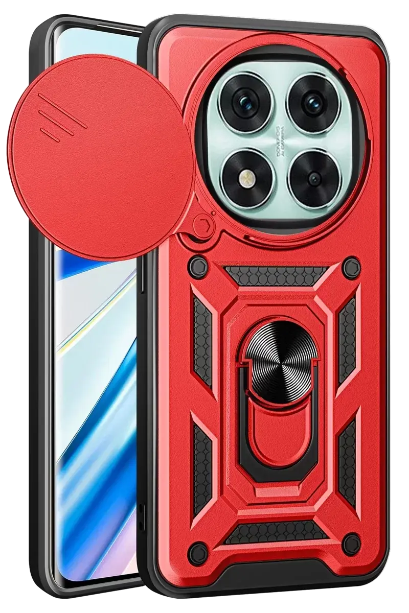 Newface Xiaomi Redmi Note 14 Pro 4g Kılıf Pars Lens Yüzüklü Silikon - Kırmızı