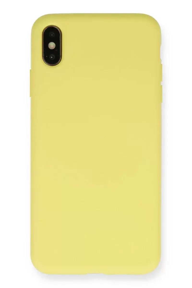 Newface İphone Xs Max Kılıf Nano İçi Kadife Silikon - Mat Sarı