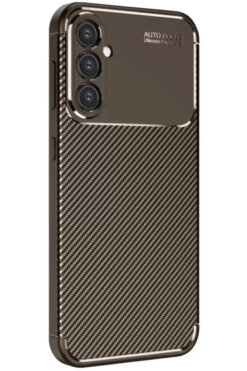 Newface Samsung Galaxy A16 5g Kılıf Auto Focus Karbon Kapak - Kahverengi