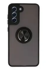 Newface Samsung Galaxy S21 Fe Kılıf Montreal Yüzüklü Silikon Kapak - Siyah