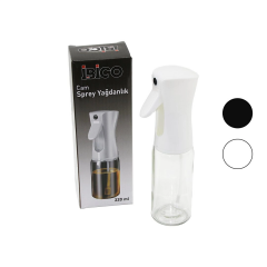 Yağdanlık Cam 220ml Yağdanlık Sprey Siyah Beyaz Plastik Başlık