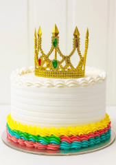 Altın Işıltılı İnce Pasta Tacı Pasta Üstü Taç Plastik Malzeme 8x8 Cm