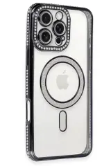 Newface İphone 16 Pro Kılıf Joke Simli Magneticsafe Kılıf - Siyah