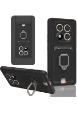 Newface Xiaomi Redmi Note 14 Pro Plus Kılıf Zuma Kartvizitli Yüzüklü Silikon - Siyah