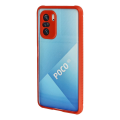 Xiaomi Poco F3 Kılıf Miami Şeffaf Silikon - Kırmızı