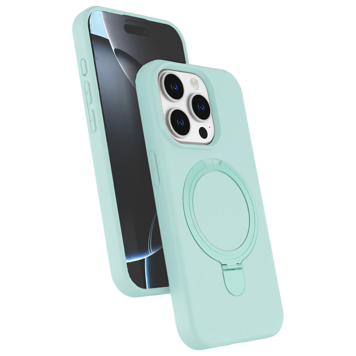 İphone 15 Pro Max Regal Magsafe Standlı Kapak - Su Yeşili