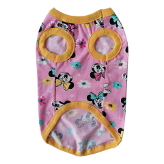 Kedi Köpek Kıyafeti Pembe Micky Desenli Tişört XS 21 cm