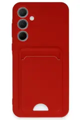 Newface Samsung Galaxy A35 5g Kılıf Kelvin Kartvizitli Silikon - Kırmızı