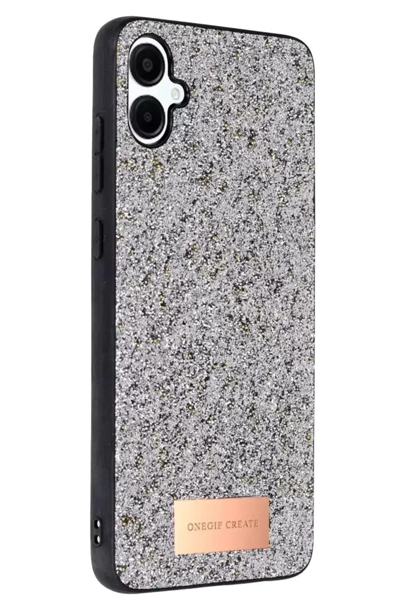 Onegif Samsung Galaxy A06 Bright Simli Kapak - Gümüş