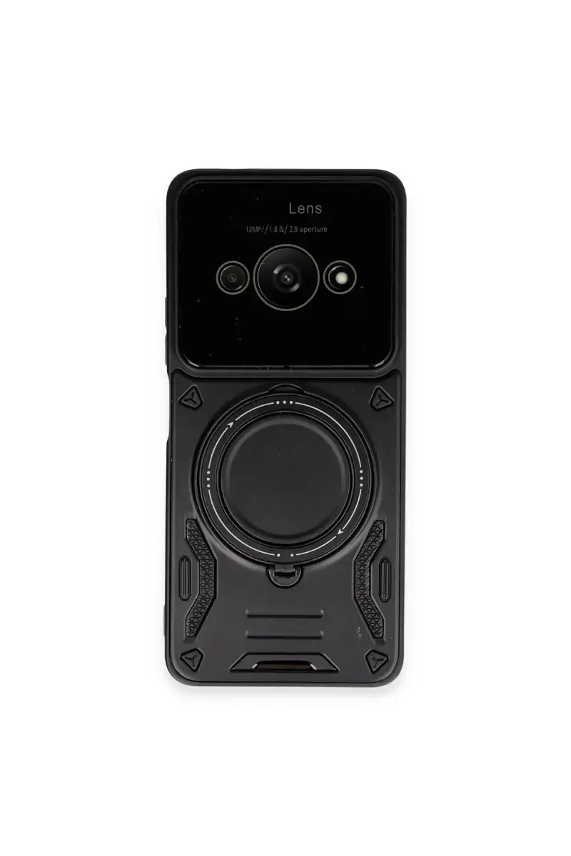 Newface Xiaomi Poco C61 Kılıf Joy Lens Standlı Kapak - Siyah