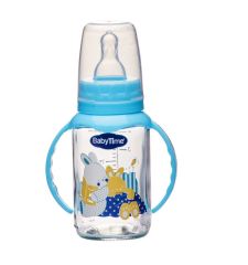 BabyTime BT080 Kulplu Cam Biberon 125Cc - Mavi