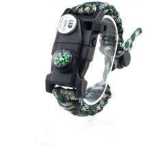 Pusula Fenerli Yüksek Desibel Düdüklü Hayatta Kalma Kamp Bilekliği - Karışık Yeşil