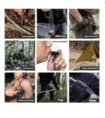 Pusula Fenerli Yüksek Desibel Düdüklü Hayatta Kalma Kamp Bilekliği - Karışık Yeşil