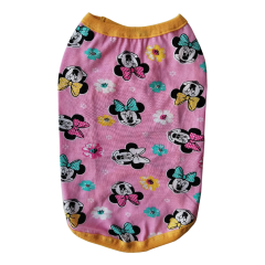Kedi Köpek Kıyafeti Pembe Micky Desenli Tişört XL 38 cm