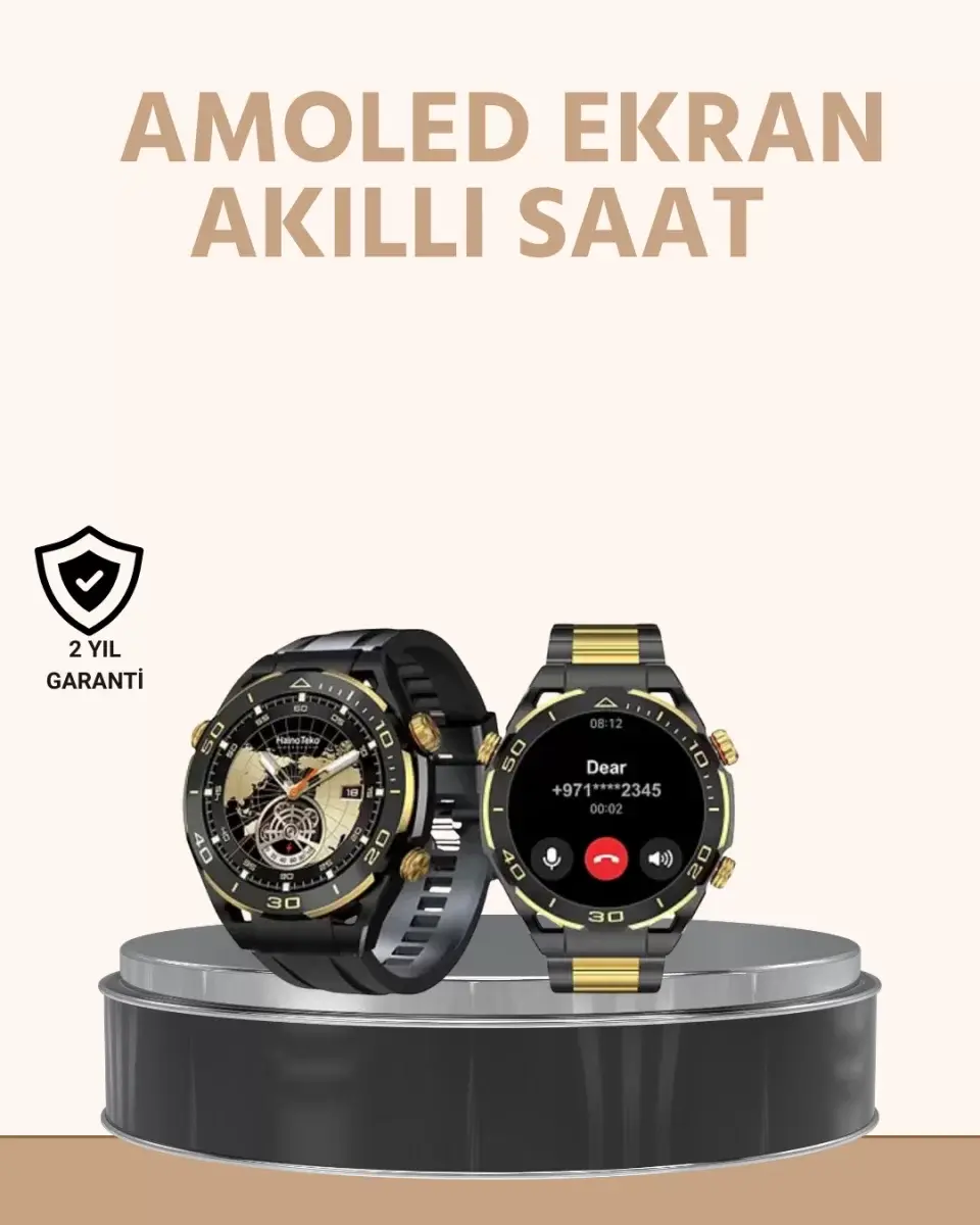 Amoled Ekran Akıllı Saat Uyku Nabız Adım Ölçer Su Geçirmez