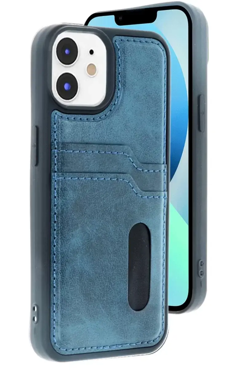 Newface İphone 11 Kılıf Sara Kartvizitli Deri Kılıf - Lacivert