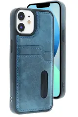 Newface İphone 11 Kılıf Sara Kartvizitli Deri Kılıf - Lacivert