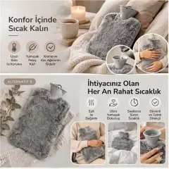 Sunup Sn-29909 Peluş Kılıflı Yumuşak Dokulu 30 cm 2000 Ml Kapasiteli Sıcak Su Torbası
